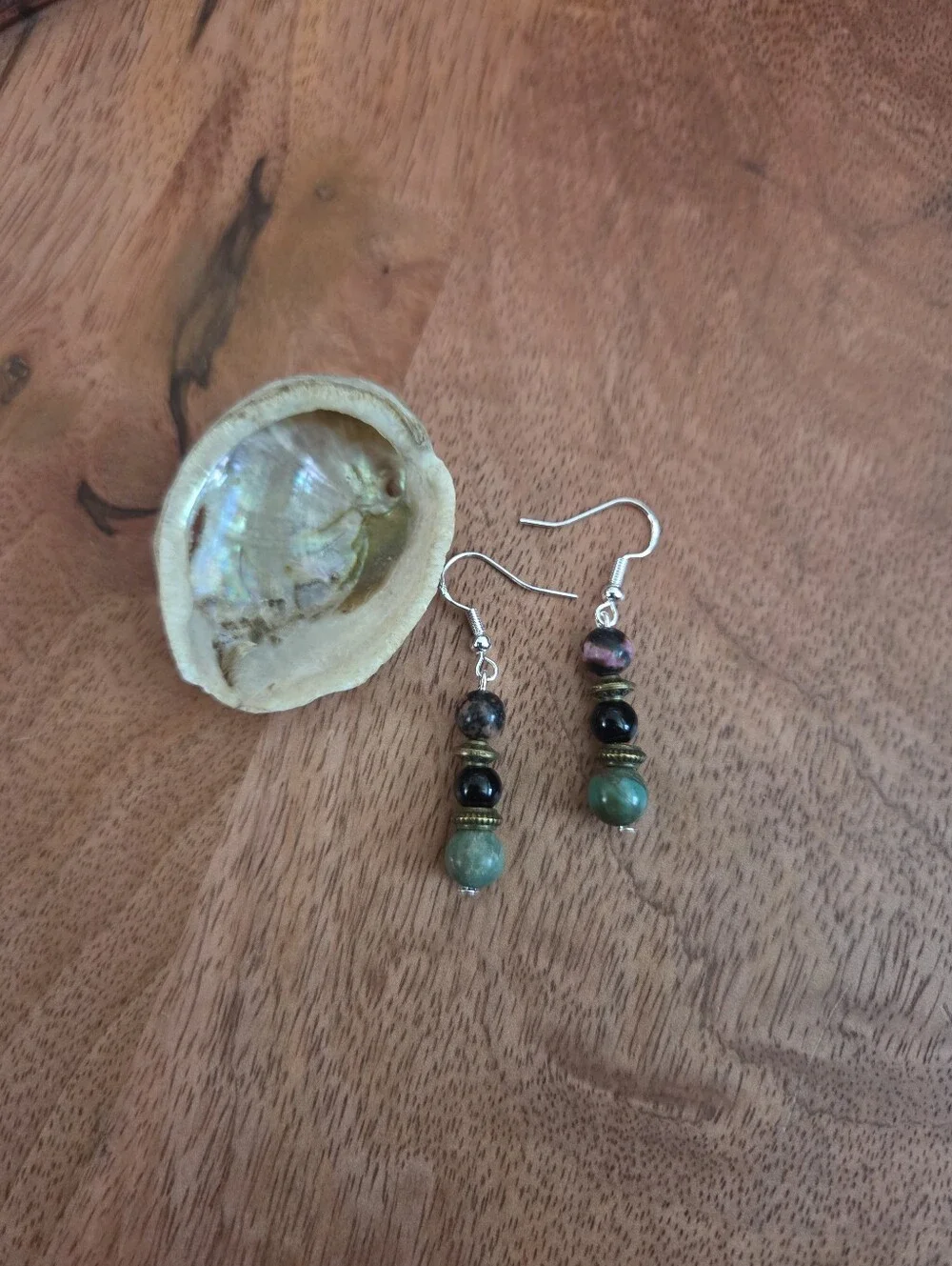Bohemian Fairy Green Black Pink Gemstone Beaded Dangle Earrings Whisical Gift